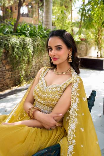 LNB MANDIRA 1429 YELLOW DESIGNER LEHENGA CHOLI WHOLESALER IN INDIA